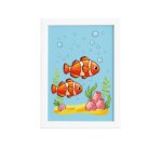 Quadro Infantil Peixes Palhaço Moldura Branca 33x43cm