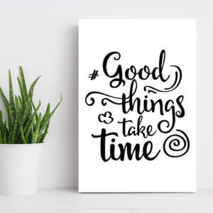 Placa Decorativa MDF Frase Good Things 30x40