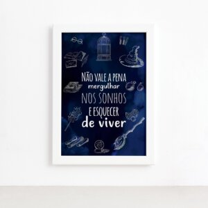 Quadro Harry Frase Bruxinho Viver Moldura Branca 22x32cm,Quadro Harry Frase Bruxinho Viver Moldura Branca 22x32cm