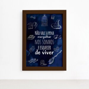 Quadro Harry Frase Bruxinho Viver Moldura Marrom 22x32cm,Quadro Harry Frase Bruxinho Viver Moldura Marrom 22x32cm