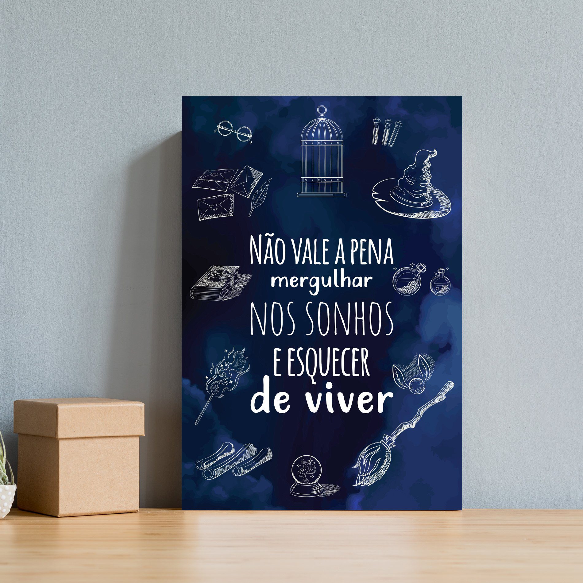 Placa Decorativa Infantil Bruxinho Harry Frase Viver 30x40cm