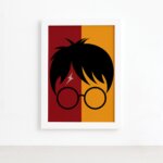 Quadro Harry Infantil Óculos Bruxinho Moldura Branca 22x32cm