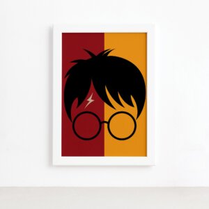 Quadro Harry Infantil Óculos Bruxinho Moldura Branca 22x32cm,Quadro Harry Infantil Óculos Bruxinho Moldura Branca 22x32cm