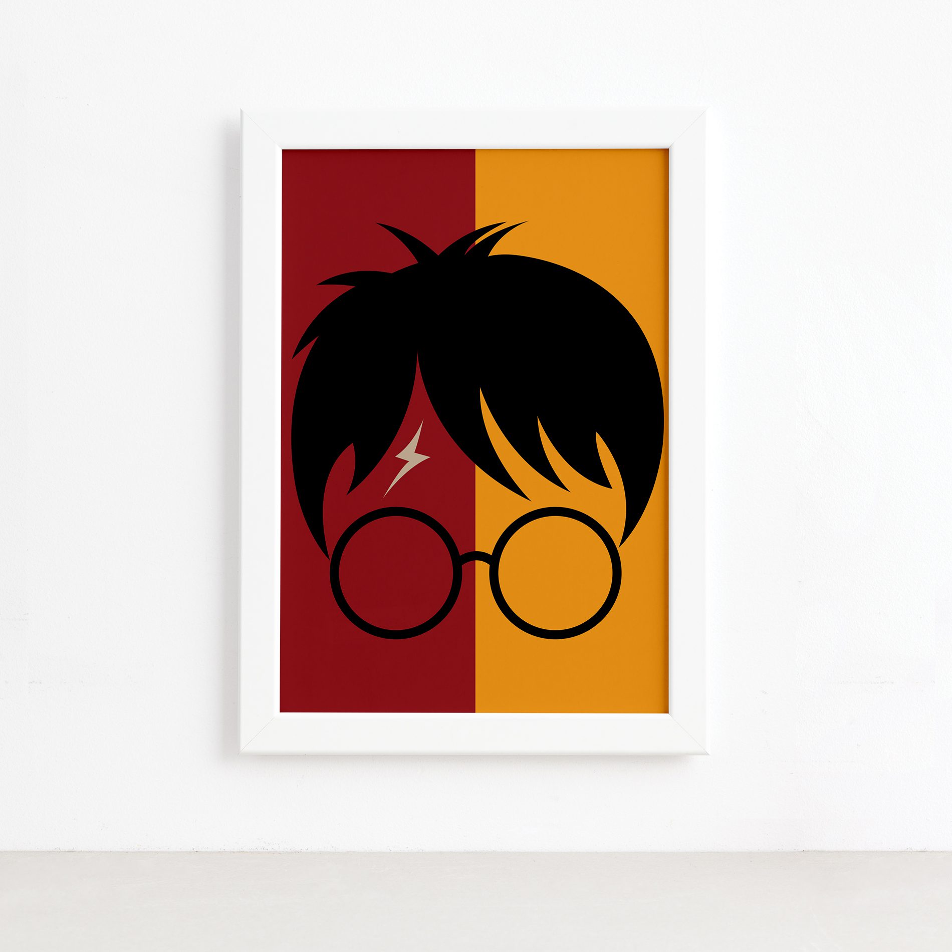 Quadro Harry Infantil Óculos Bruxinho Moldura Branca 22x32cm,Quadro Harry Infantil Óculos Bruxinho Moldura Branca 22x32cm