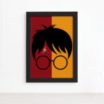 Quadro Harry Infantil Óculos Bruxinho Moldura Preta 22x32cm