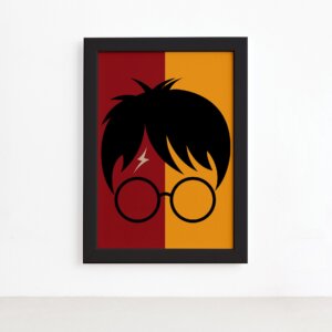 Quadro Harry Infantil Óculos Bruxinho Moldura Preta 22x32cm,Quadro Harry Infantil Óculos Bruxinho Moldura Preta 22x32cm