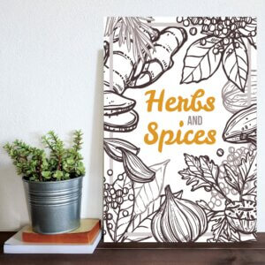 Placa Decorativa MDF Tempero Frase Herbs and Spices 30x40cm