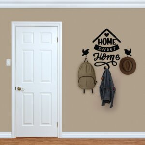 Adesivo de Parede com Ganchos Frase Home Sweethome