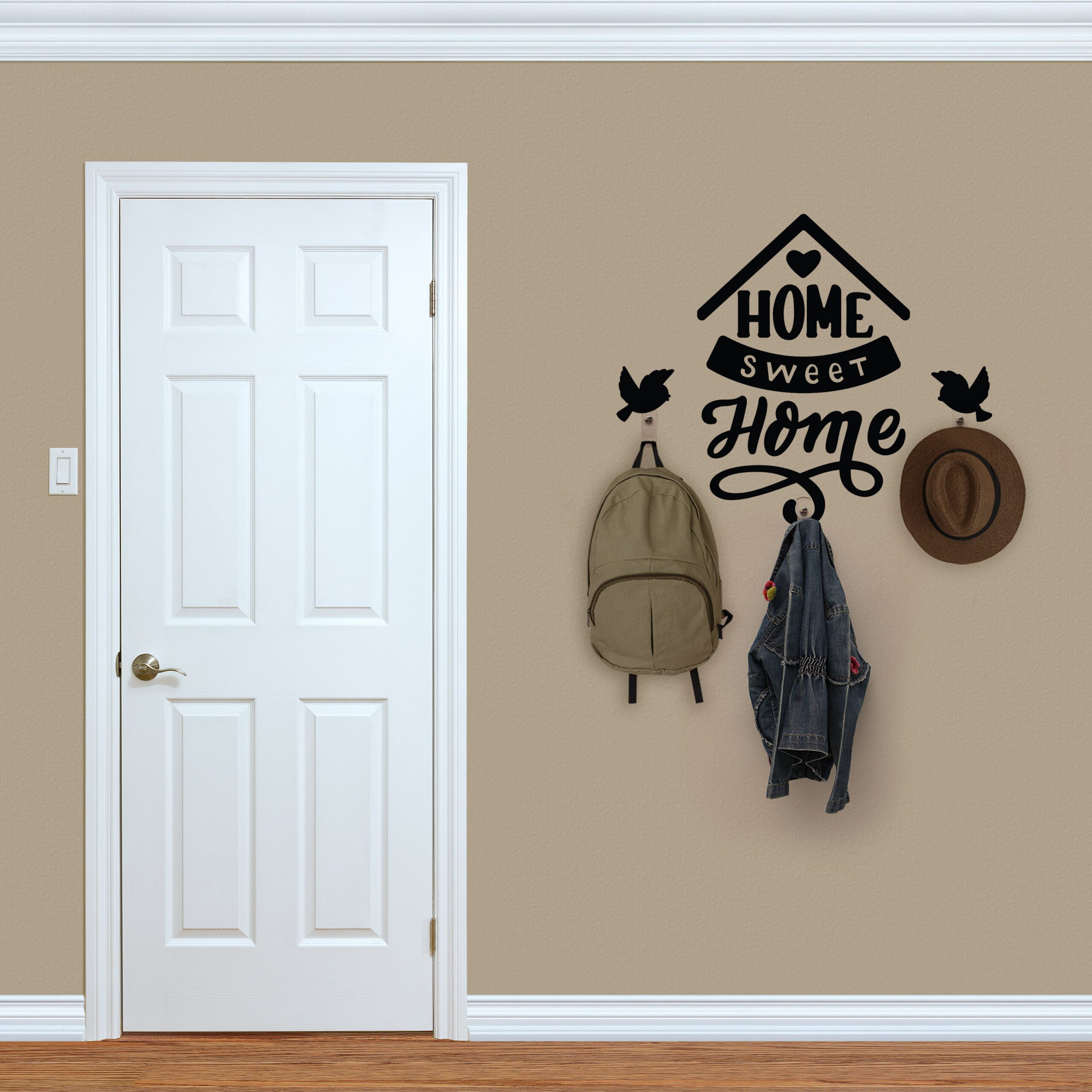 Adesivo de Parede com Ganchos Frase Home Sweethome