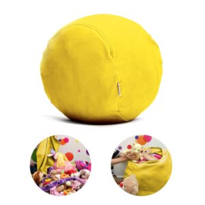 Puff Organizador Infantil para Bichos de Pelúcia Amarelo