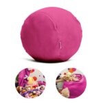 Puff Organizador Infantil para Bichos de Pelúcia Rosa Escuro