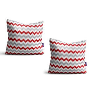 Kit de Almofadas Chevron Vermelha e Cinza