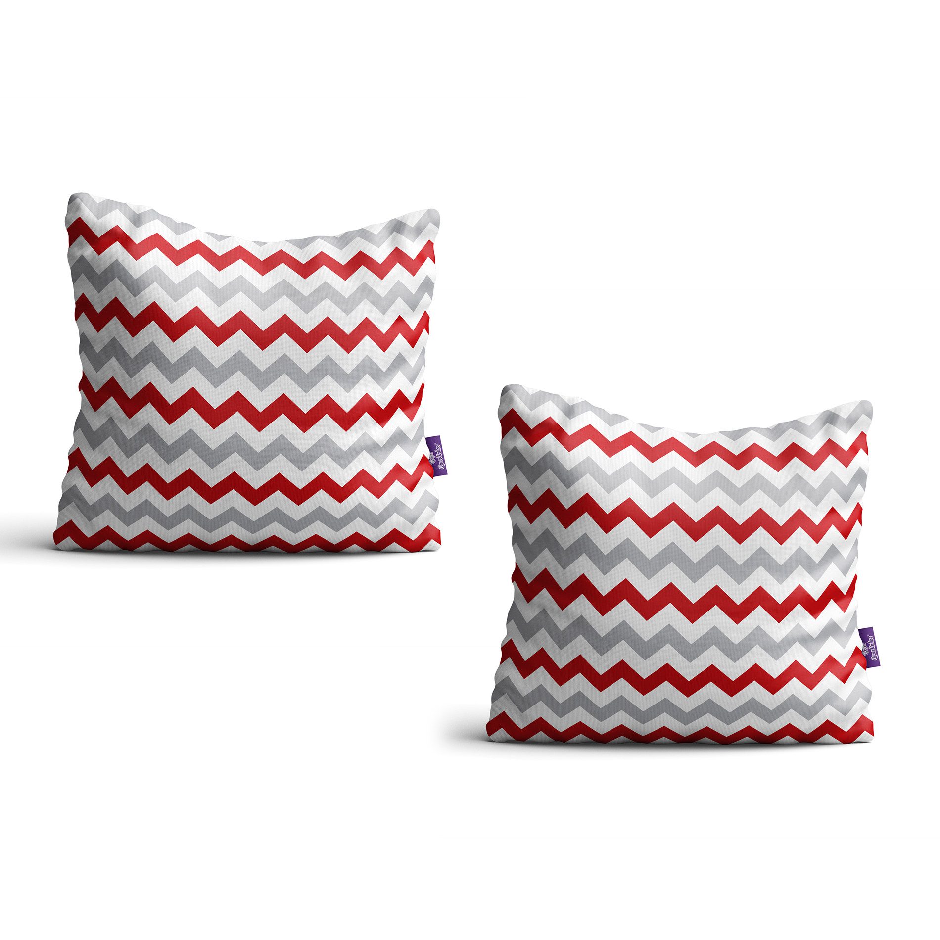 Kit de Almofadas Chevron Vermelha e Cinza