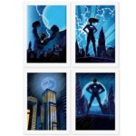 Quadros Super Heróis Geek Moldura Branca 33x43cm 4un