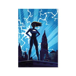 Placa Decorativa Super Heróis Geek Azul Chuva MDF 30x40cm