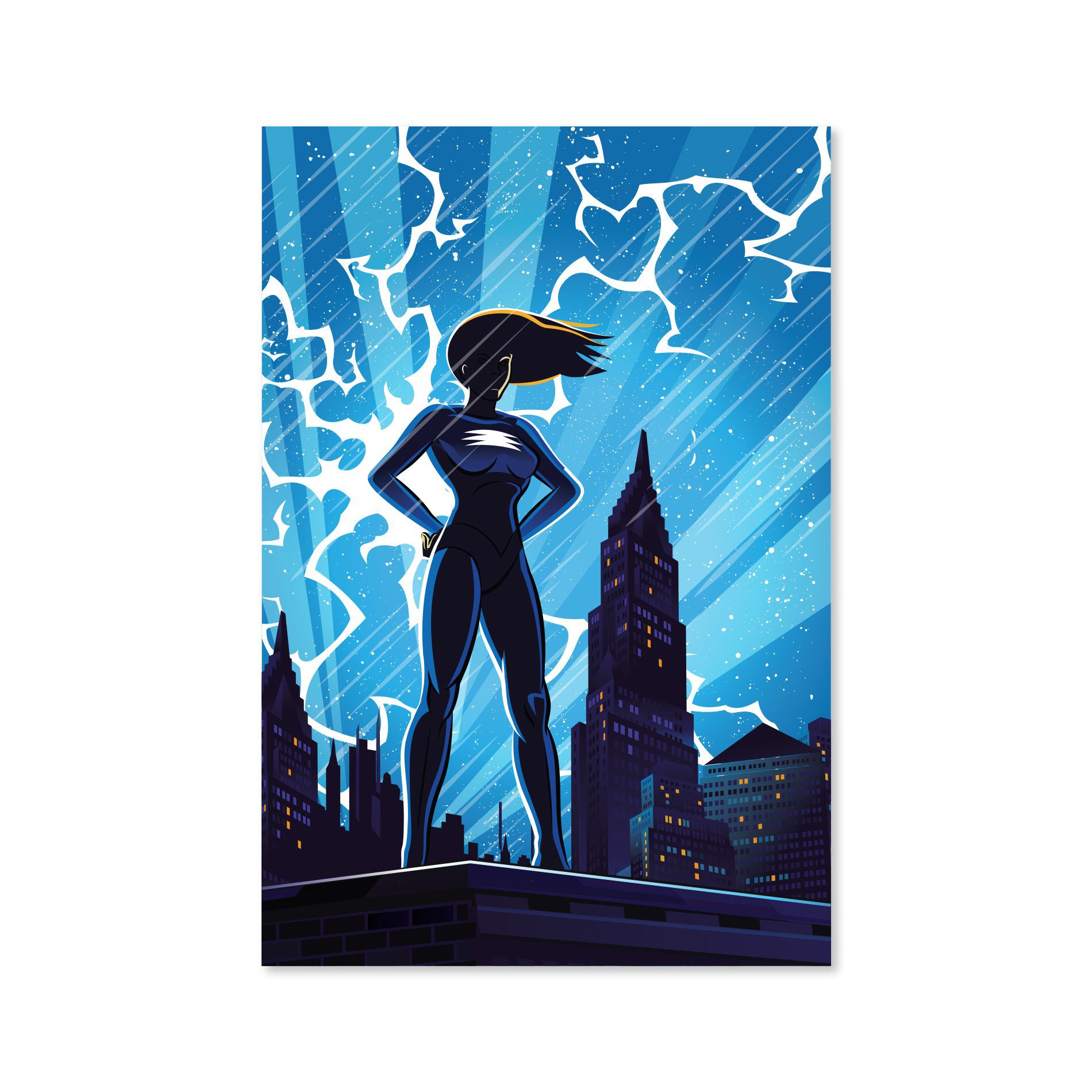 Placa Decorativa Super Heróis Geek Azul Chuva MDF 30x40cm