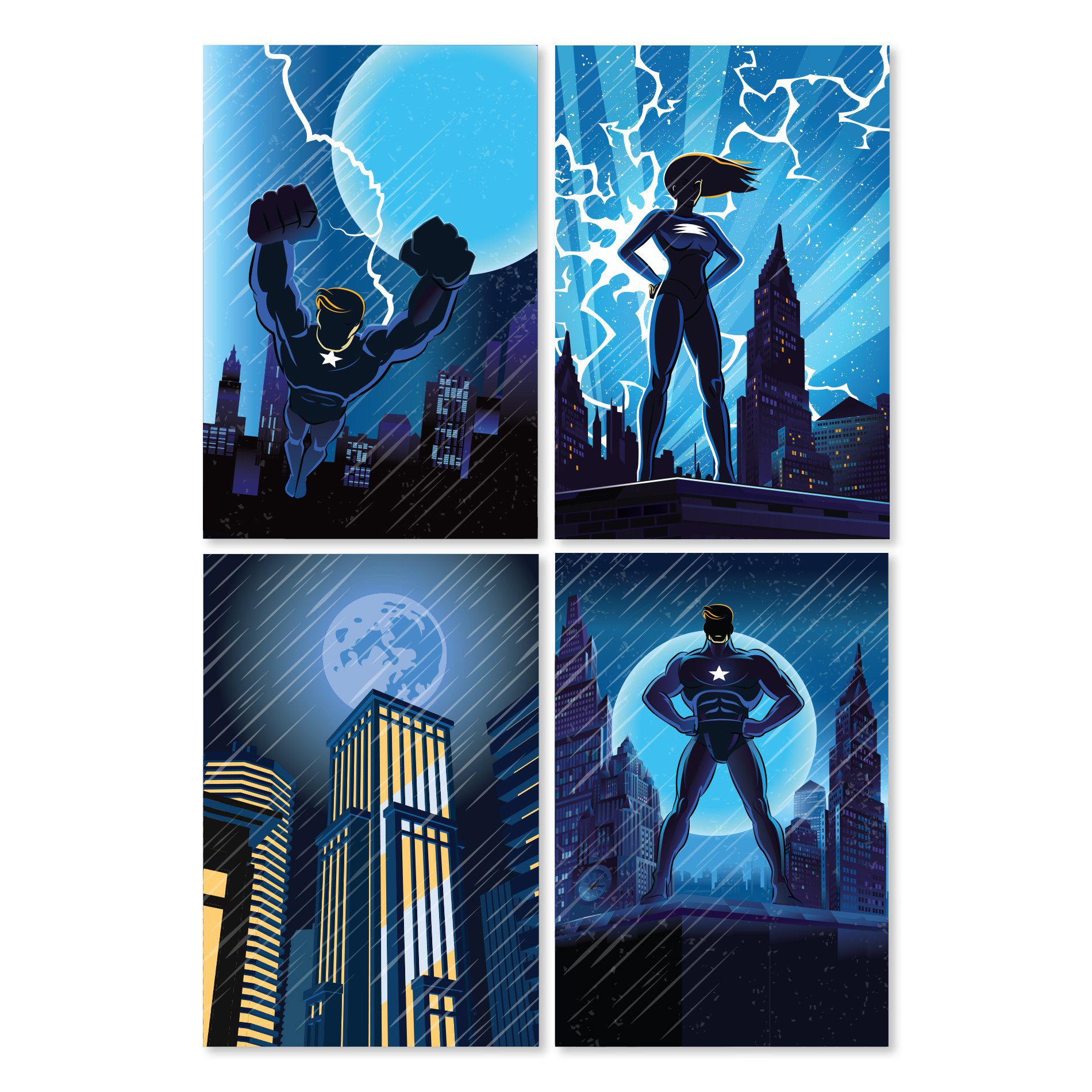 Placas Decorativas Super Heróis Geek 30x40cm Kit 4un