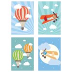 Placa Decorativa para Quarto de Menino Balões Kit 4un 20x30
