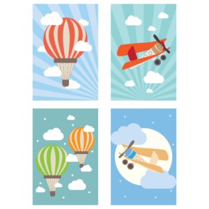 Placa Decorativa para Quarto de Menino Balões Kit 4un