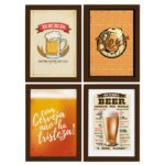 Quadros de Cerveja Beers Moldura Marrom 22x32cm 4un