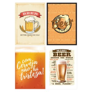 Placas Decorativas de Cerveja Beers 20x30cm Kit 4un