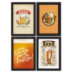 Quadros de Cerveja Beers Moldura Preta 33x43cm 4un