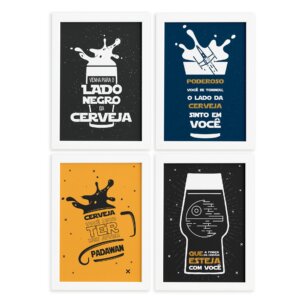 Quadros Geek com Frase Jedi Moldura Branca