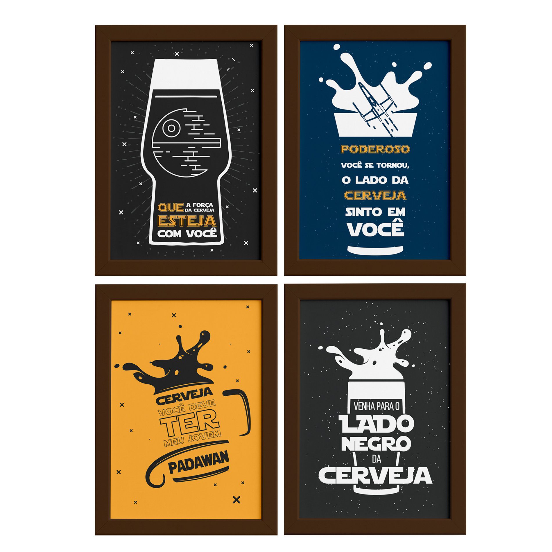 Quadros Geek com Frase Jedi 33x43cm Moldura Marrom