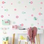 Adesivo de Flores Coloridas em tons pastéis 25un Cobre 2m²