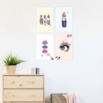 Kit Placa Decorativa MDF Maquiagem 4un 20x30cm