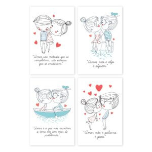 Placas Decorativas MDF Frases Namorados 20x30cm