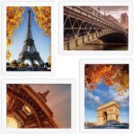 Quadros Paris Fotos para Sala Moldura Branca 33x43cm Kit 4un