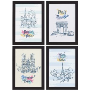 Quadros Paris Ilustrada para Sala MolduraPreta