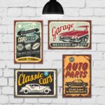 Placa Decorativa Vintage Carros Clássicos 4un MDF 20x30cm