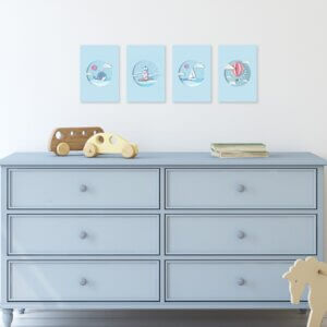 Placas Decorativas para Quarto Infantil Praia 20x30cm Kit4un,Placas Decorativas para Quarto Infantil Praia 20x30cm Kit4un