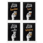 Quadros Bebidas Born Drinks Moldura Branca 33x43cm 4un