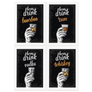 Quadros Bebidas Born Drinks Moldura Branca 33x43cm 4un (Produtos Geral)