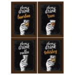 Quadros Bebidas Born Drinks Moldura Marrom 33x43cm 4un