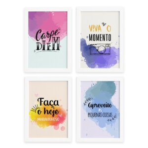 Quadros Frases Carpe Diem Moldura Branca