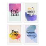 Quadros Frases Carpe Diem Moldura Branca 33x43cm 4un