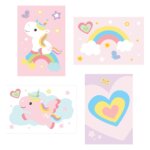 Kit Placa Decorativa MDF Infantil Unicornio 4un