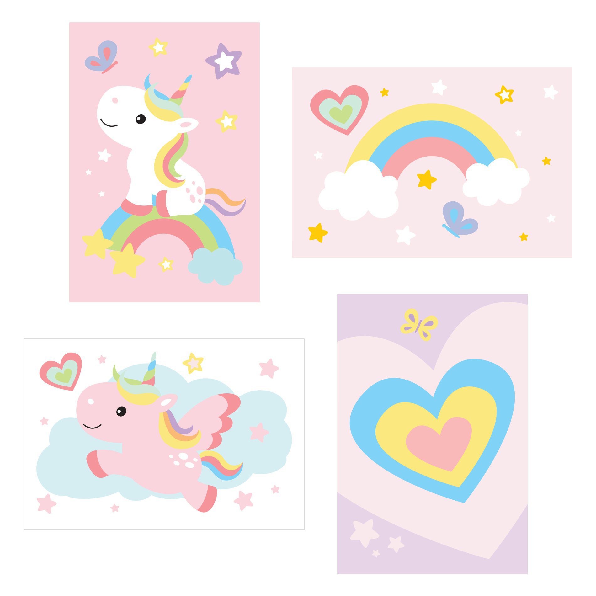 Kit Placa Decorativa MDF Infantil Unicornio 4un