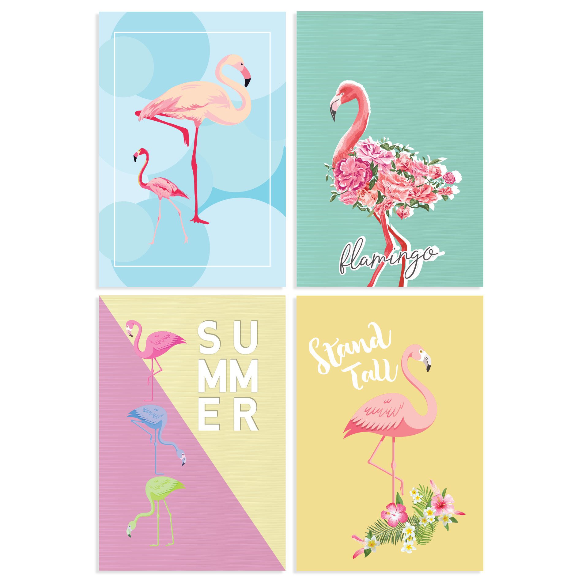 Kit de Placas Decorativas Flamingos 4un 20x30cm