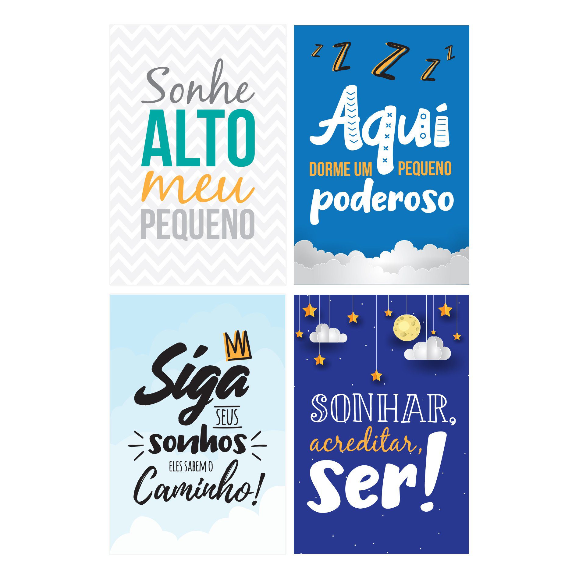 Kit Placa Decorativa MDF Frases Infantis 4un 30x40