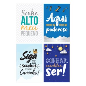 Kit Placa Decorativa MDF Frases Infantis 4un