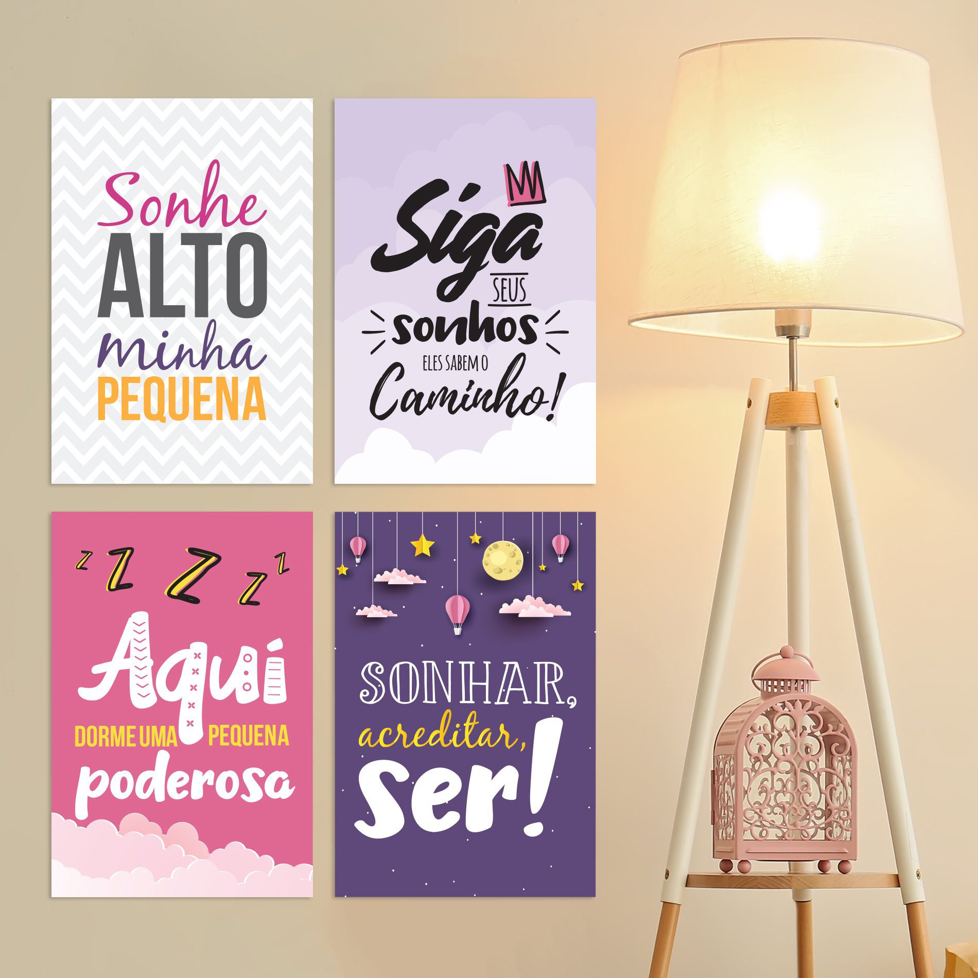 Kit Placa Decorativa MDF Frases Infantis 4un