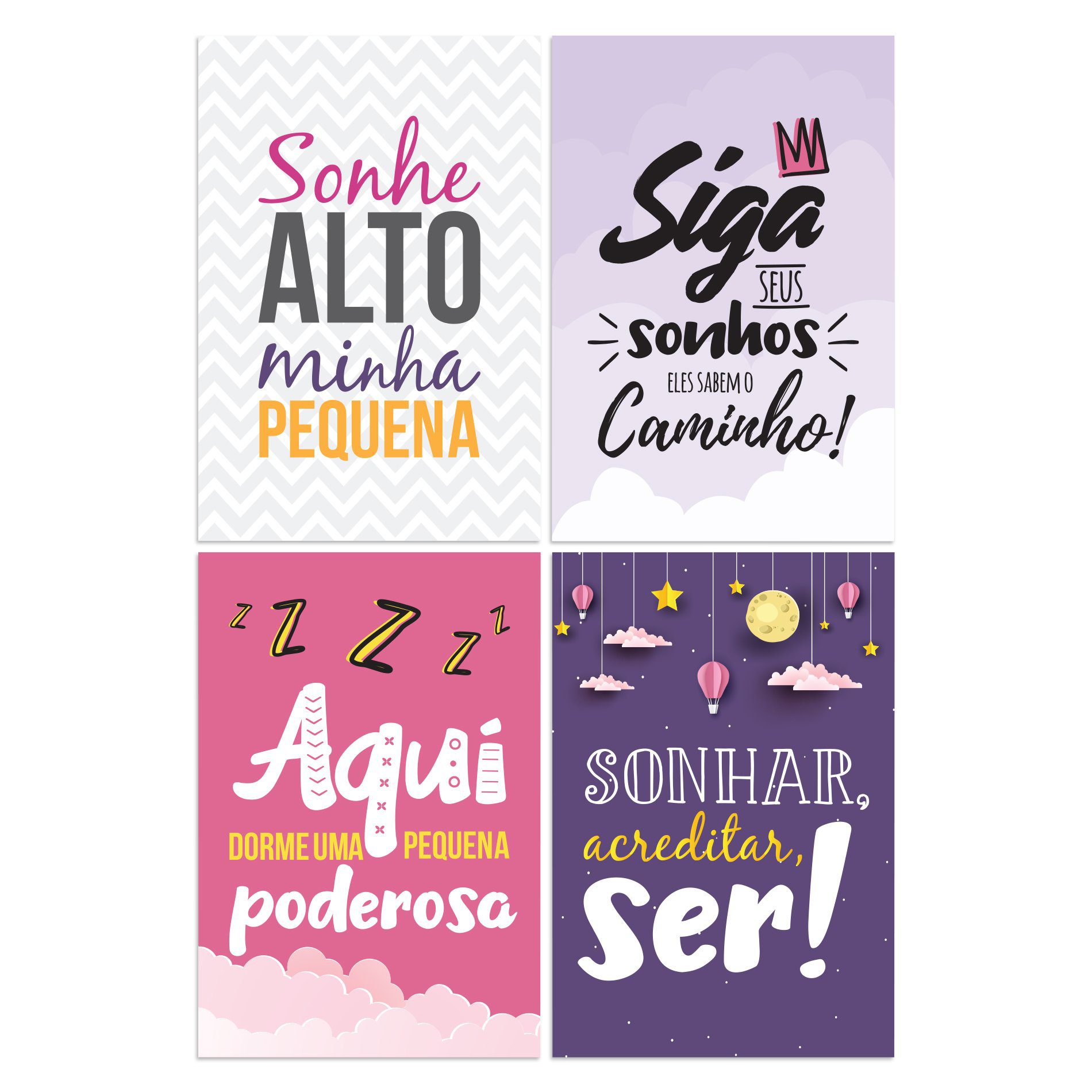 Kit Placa Decorativa MDF Frases Infantis 4un
