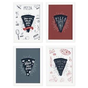 Quadros Frases Pizza Moldura Branca