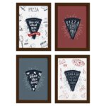 Quadros Frases Pizza Moldura Marrom 22x32cm 4un