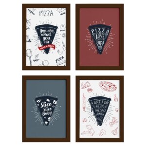Quadros Frases Pizza Moldura Marrom